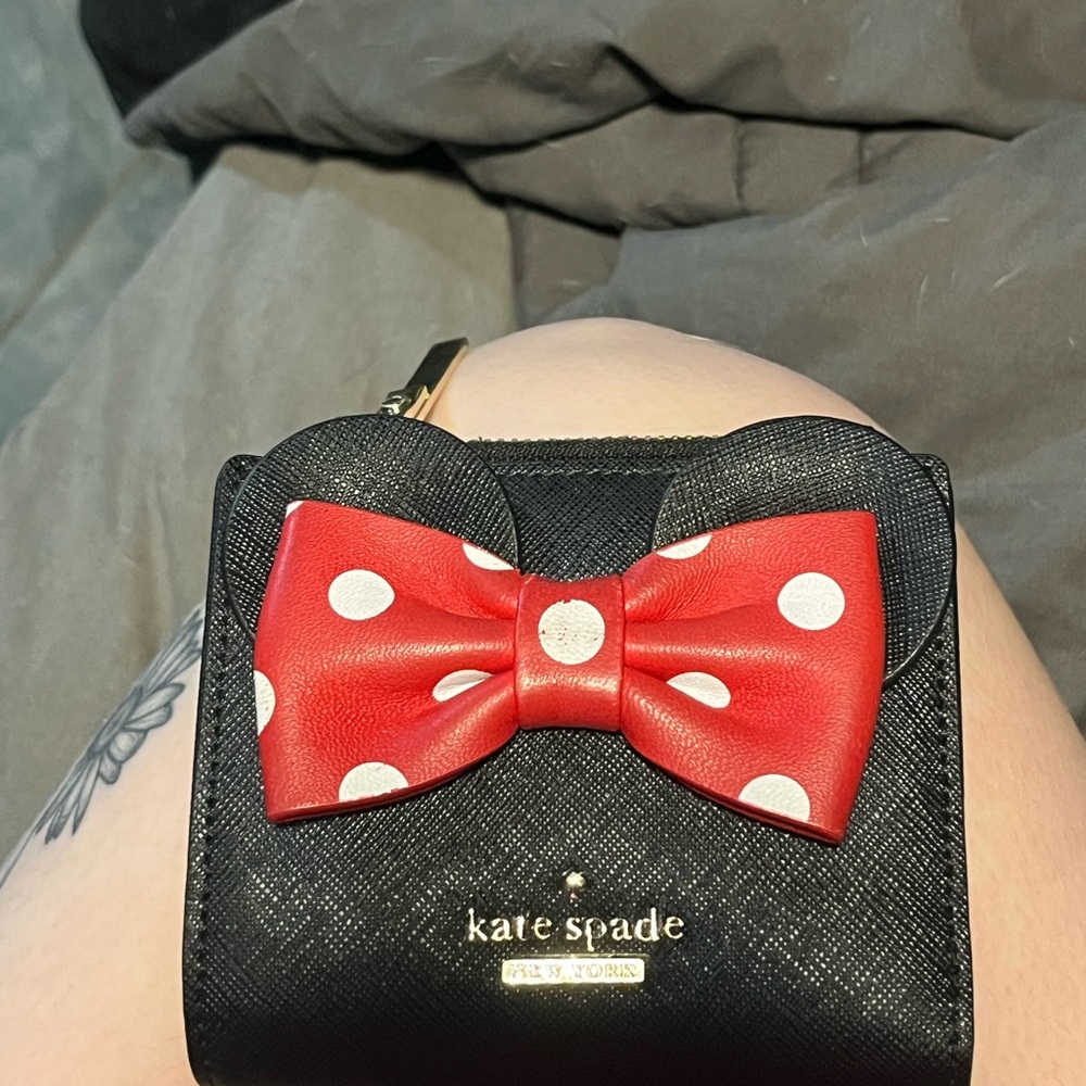 Kate Spade Black Wallet with Red Polka Dot Bow